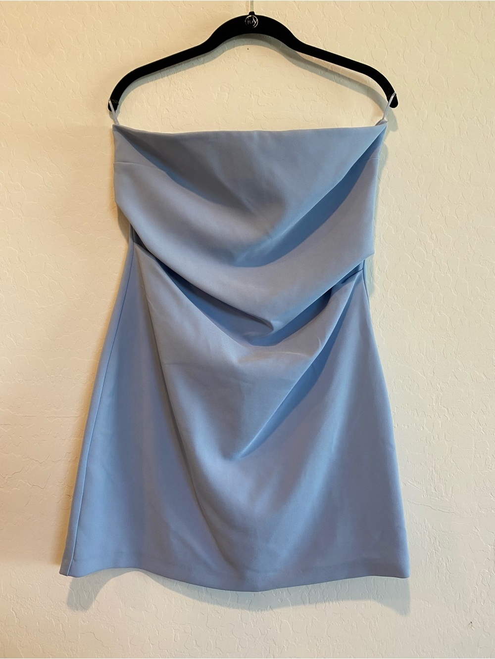 Strapless Ruched Mini Dress - Light Blue